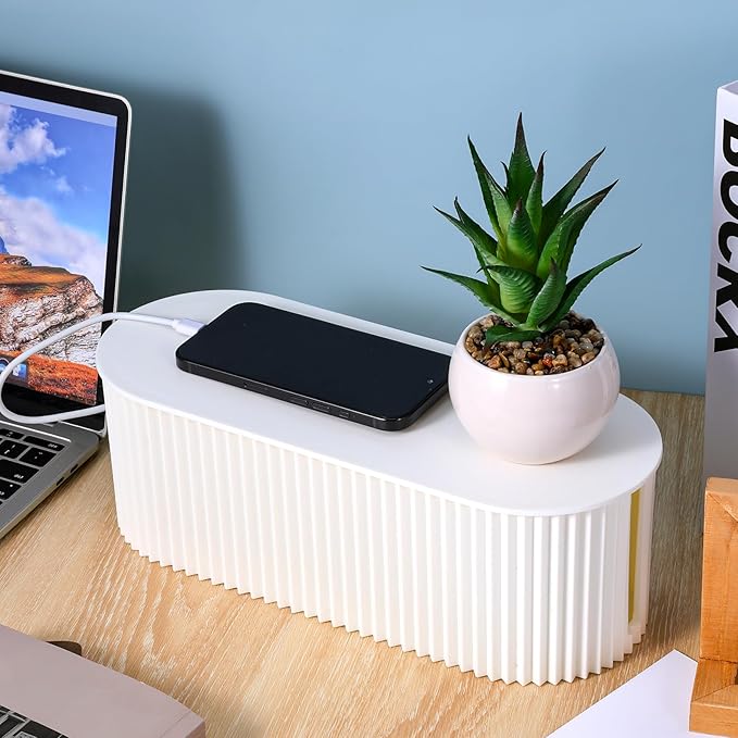Cable Management Box Cord Hider Organizer Large Cable Organizer Box to Hide Power Strip & Under Desk, Cable Management Kit Wire Box for Power Strips, Surge Protectors, Chargers, Adapters Office Home