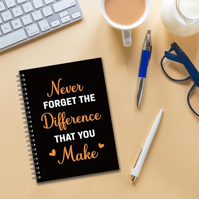 YAZMEEN Thank You Blank Spiral Notebook（160 Pages） Never Forget The Difference That You Make Hardcover Notebook Retirement Gifts for Boss Leader Funny Appreciation Gifts for Coworker Teacher Friend