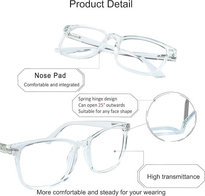 YEIN Bifocal Reading Glasses with Blue Light Blocking Lenses, Bifocal Reader for Women and Men, Vintage Square frame with Spring Hinge (+0.50/+2.75 magnification)