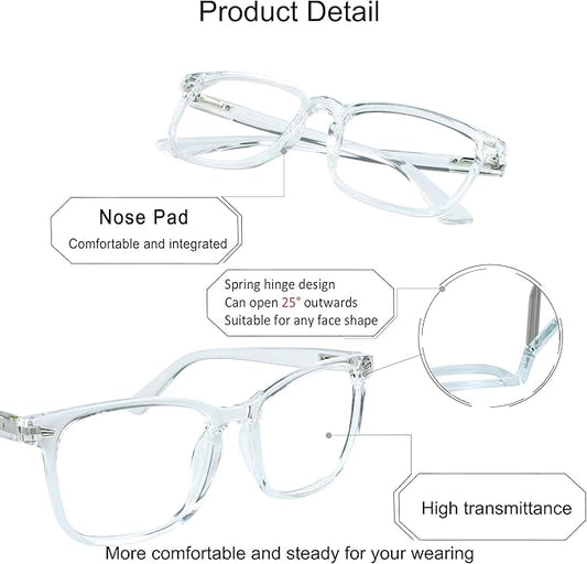 YEIN Bifocal Reading Glasses with Blue Light Blocking Lenses, Bifocal Reader for Women and Men, Vintage Square frame with Spring Hinge (+0.50/+2.25 magnification)