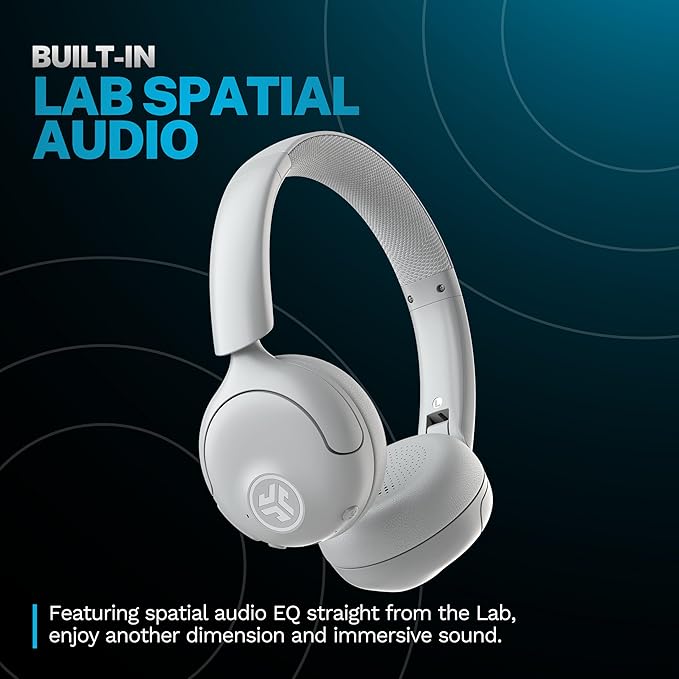 JLab Go Lux ANC Wireless Headphones, Cloud White, Hybrid Active Noise Cancelling, Premium On-Ear Bluetooth Headset, Customizable Sound, Be Aware Mode, Cloud Foam Comfort, Multipoint Connection