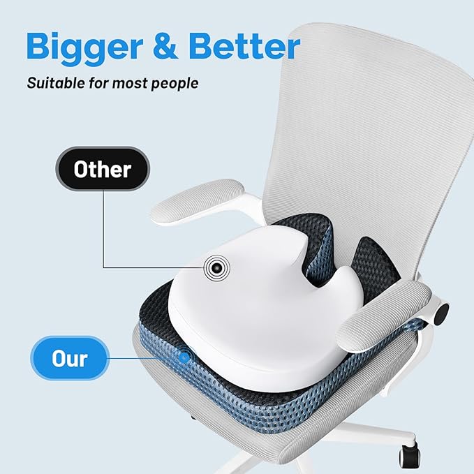 Large Memory Seat Cushion,Car Seat Cushion are Used to Relieve Sciatica, Suitable for Offices, Cars, Wheelchairs, Multi-Purpose (Black Mesh)