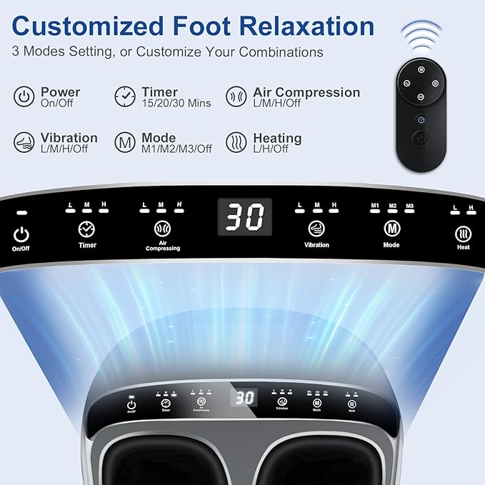 KingPavonini Shiatsu Foot Massager Machine with Heat, 3-Section Massage for Full Feet Deep Kneading & Vibration, Foot Massager for Plantar Fasciitis, UP to Size 13, Gifts for Mom Dad