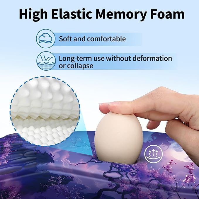 Ergonomic Mouse Pad with Wrist Rest Support, Mousepad with Comfortable Memory Foam Wrist Rest and Non-Slip PU Base for Pain Relief, Computer, Laptop, Office, Home (Moonlit Night)