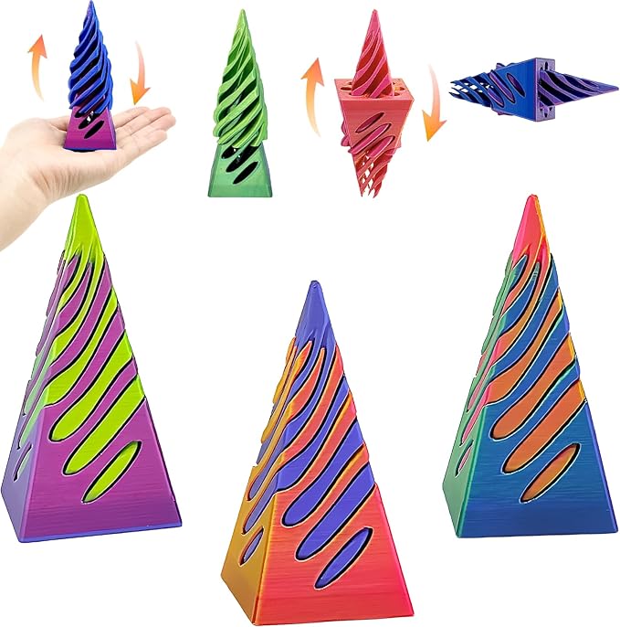 3 Packs Impossible Cone, Spiral Cone Fidget Toy 3D Printed Spiral Cone Toy, Pyramid Passthrough Sculpture, Mini Cones Pass Through Pyramid Fidget Toy for Stress and Anxiety Relaxing （3cone）