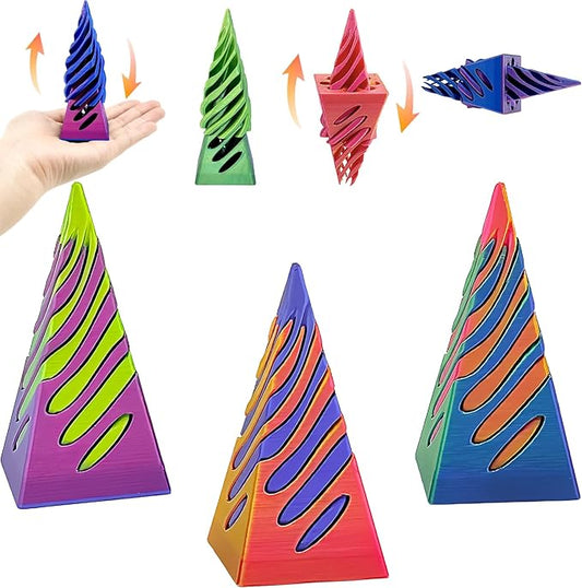 3 Packs Impossible Cone, Spiral Cone Fidget Toy 3D Printed Spiral Cone Toy, Pyramid Passthrough Sculpture, Mini Cones Pass Through Pyramid Fidget Toy for Stress and Anxiety Relaxing （3cone）