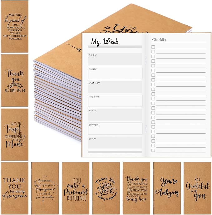 Qilery 30 Pcs Open House Gifts Bulk Habit Tracker Planner Bulk 2025 Pocket Calendars to Do List Weekly Goals Notepads for Employee Appreciation Housekeeping Teacher Welcome Gifts(Appreciation)