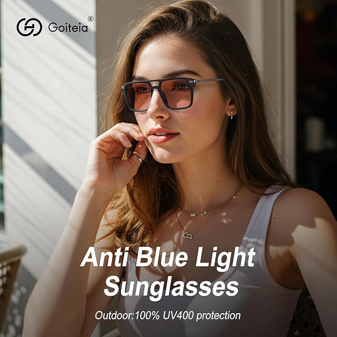 Goiteia FL-Rose Migraine Glasses,Blocks 480–520 nm Light, Light Sensitivity Glasses for Fluorescent LED Glare,Photophobia