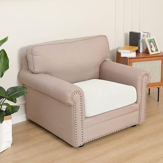 Easy-Going Stretch Chair Cushion Cover Sofa Cushion Furniture Protector Sofa Seat Sofa Slipcover Sofa Cover Soft Flexibility with Elastic Bottom(Chair Cushion, Cream)