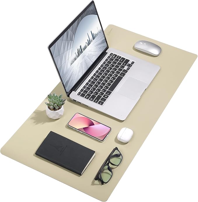 Leather Desk Mat Mouse Pad Large Non-Slip Surface Office Home Desk Accessories Supplies Decor for Keyboard Computer Laptop Writing Table Protector (Matcha Green)