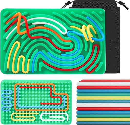 Silicone Sensory Activity Board, Double-Sided Fidget Toy for Stress Relief, Sensory Toys for Kids with ADHD & Autism, Montessori Travel Toy for Toddler 2 3 4+ Year Old