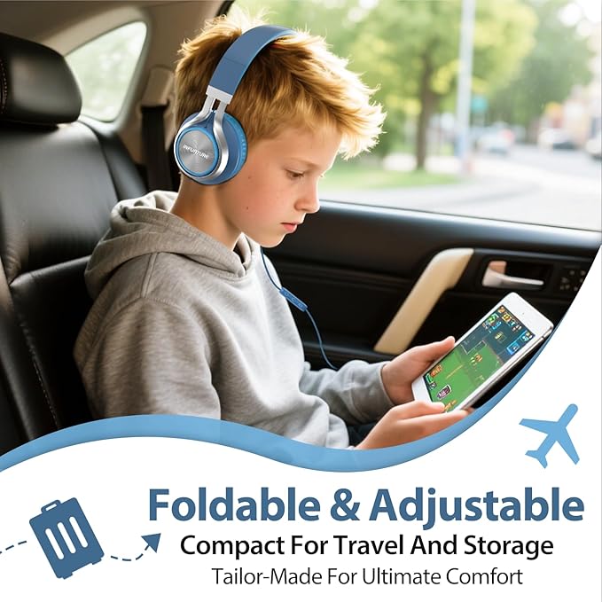 INFURTURE USB C Headphones with Mic,Volume Control,Tangle-Free Plaiting Line,Type C Headphones Wired,Lightweight Foldable for iPhone 15/16 Headphone Series/Tablet/School/Travel/Sports/Audiobooks