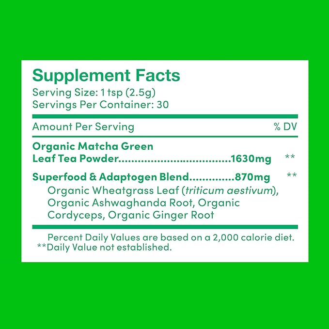 Further Food Premium Matcha Green Tea Powder USDA Organic Japanese Matcha Powder, Natural Energy + Focus + Boost Immune System, Antioxidant Plant-Based Detox Superfood (30 Servings)