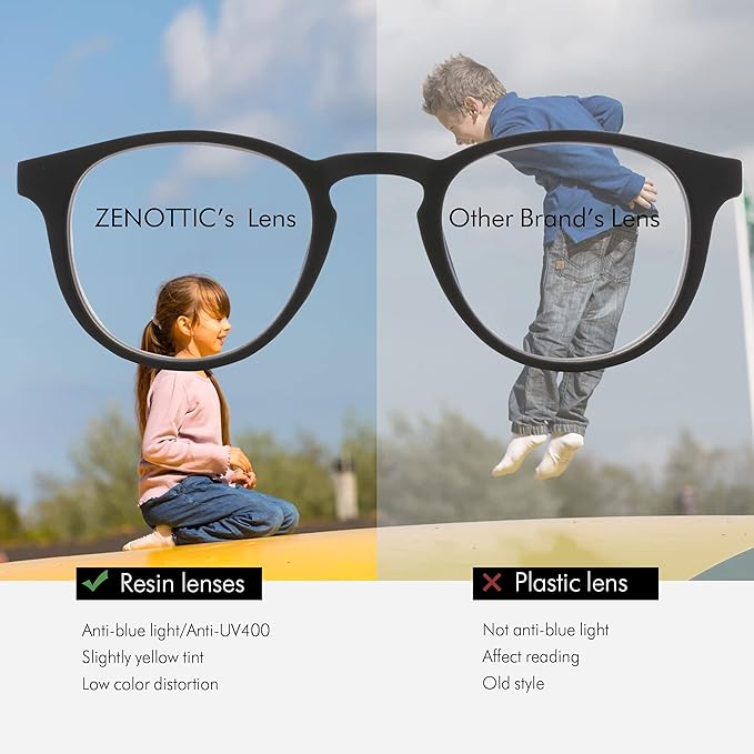 ZENOTTIC Kids Blue Light Blocking Glasses Anti Glare Lens Lightweight Frame Computer Eyeglasses for Boys and Girls