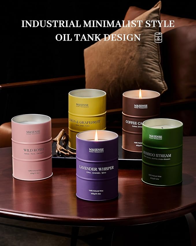 M&SENSE White Flowers Large Natural Scented Candle, 120 Hours Long Lasting Soy Candle 21.2oz, Stress Relief Floral Aromatherapy Candles for Women, Valentines Day Gifts for Her