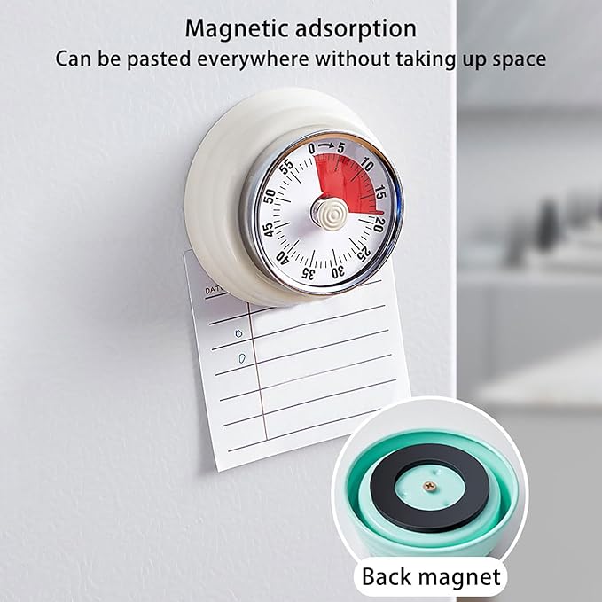 Elegant Stainless Steel Vintage Kitchen Timer with Magnetic Attachment - 60-Minute Countdown & Audible Alarm, Perfect for Cooking, Office Tasks, and Study Sessions (01-Beige)