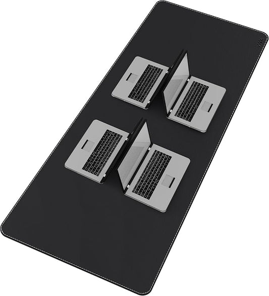 VYAAA Leather Desk Mat, 66.9"×27.5" Large Mouse Pad, Desktop Protector for Desk, Multifunctional Keyboard Mouse Pad for Home or Office (Black)