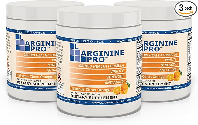 L-ARGININE PRO | 5,500mg L-Arginine Plus L-Citrulline 1,100mg Orange Powder Drink Mix Supplement for Increased Nitric Oxide Production