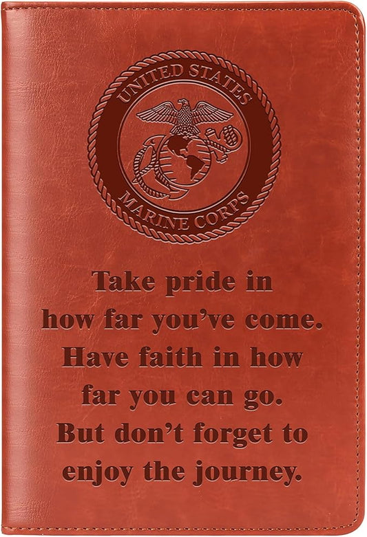 Marine Gift Marine Corps Notebook Take Pride in How Far You Have Come Military Deployment Gift Appreciation Gifts for Marine Inspiration Gift Military Notebook(Take pride-MARINE CORPS)