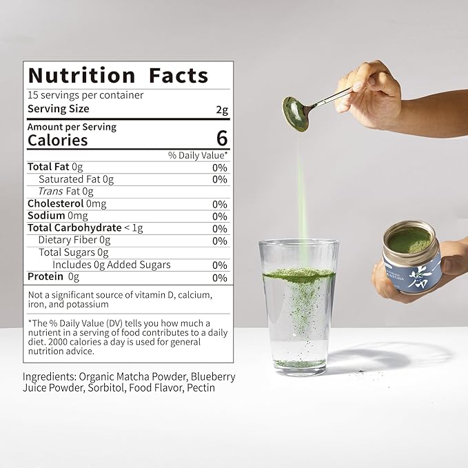 Chaism Blueberry Matcha Latte Mix - Premium Matcha Green Tea Powder Gluten-Free Vegan, 1.06oz Tin