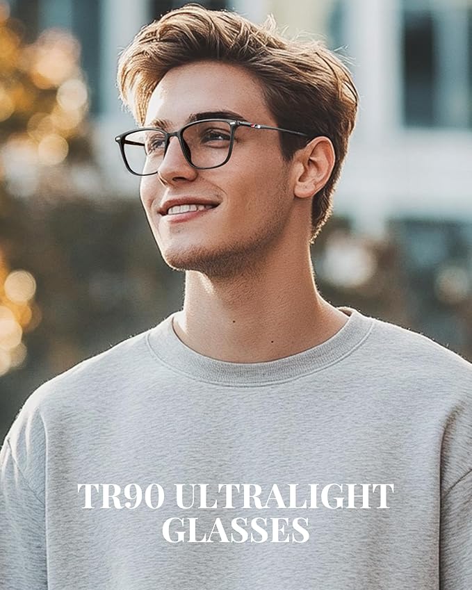 Cyxus Blue Light Blocking Glasses Men Women Computer Gaming Glasses Rectangle TR90 frame Anti Eyestrain UV400 Black