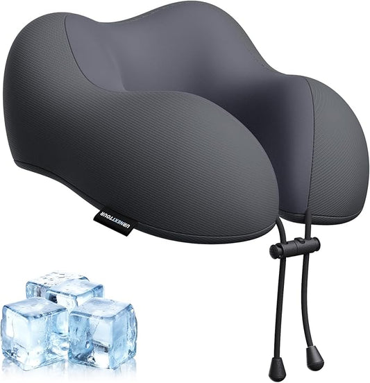 Travel Pillow for Airplane Memory Foam Neck Pillow, Soft & Support Travel Pillow with Storage Bag for Travelling, Sleeping Rest, Car, Train and Home Use (Black)