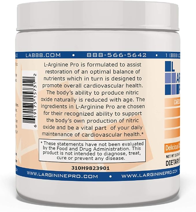 L-ARGININE PRO | 5,500mg L-Arginine Plus L-Citrulline 1,100mg Orange & Raspberry Powder Drink Mix Supplement for Increased Nitric Oxide Production