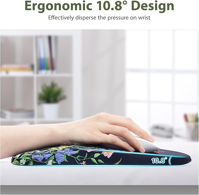 3 in 1 Ergonomic Mousepad with Wrist Rest, Gaming Keyboard Mouse Pad with Wrist Support Non-Slip Base Massage Design, Pain Relief (Butterfly)