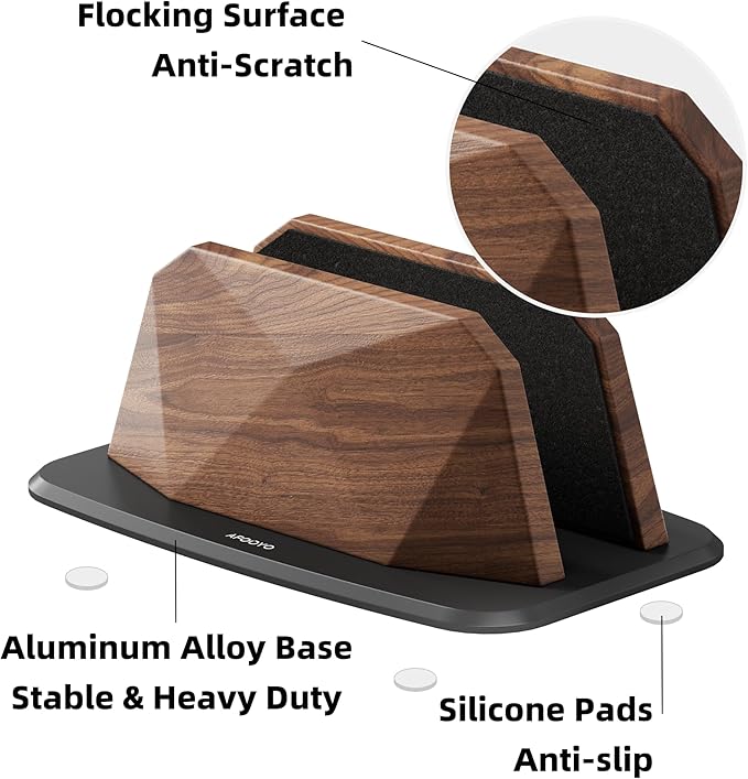 Vertical Laptop Stand - Walnut Adjustable Laptop Holder,Desktop Dock Compatible with All MacBook, Surface,Chromebook,Dell & More(Walnut)