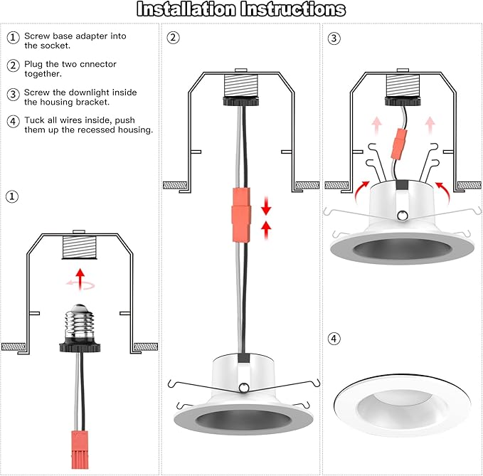 Smart Can Light 6 Inch, Multicolorred, Dimmeble, 2700K-6500K CCT Selectable, RGB Remote LED Recessed Lighting 4 Pack, WiFi & Bluetooth LED Downlight, Compatible with Alexa Google Home