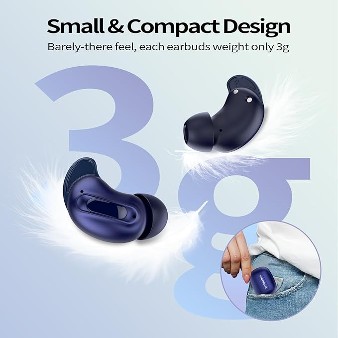 Sleep Earbuds, Mini ANC Wireless Earbuds Bluetooth 5.4 Headphones Deep Bass Stereo, 48H Playtime Ear Buds, 4 ENC Noise Cancelling Mic, In Ear IP7 Waterproof Earphones for Side Sleepers,Touch Control