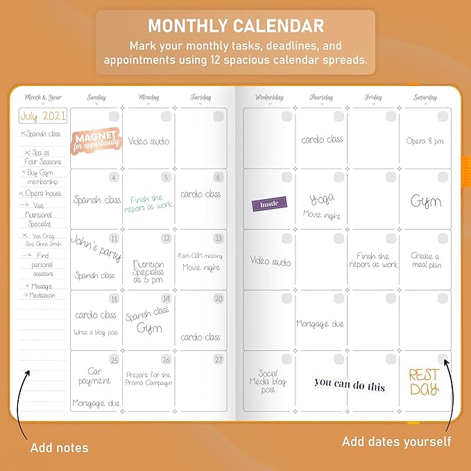 GoGirl Weekly Schedule Planner – Hourly Work & Life Planner with Time Slots – Vertical Agenda Organizer for Daily Productivity, A5 (Amber Yellow)