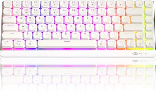 Camiysn Wireless RGB Mechanical Keyboard Moon84 Triple Mode 2.4GHz/BT/USB-C Wired Office White Keyboard for Computer/Desktop/PC/Laptop/Surface/Smart TV and Windows 10/8/7（Red Switches）