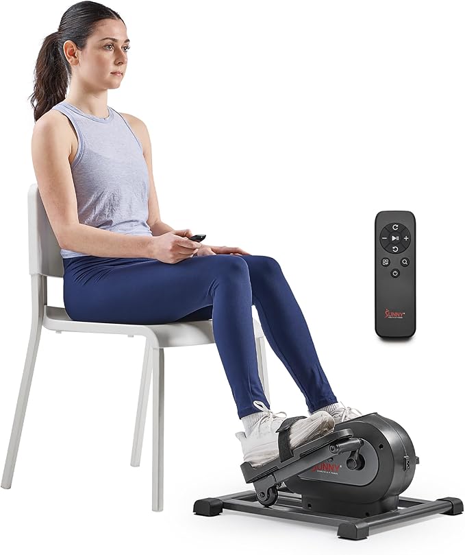 Sunny Health & Fitness Smart Mini Elliptical Trainer, Indoor Under-Desk Pedal Exerciser for Mobility & Cardio Workout, Free SunnyFit App Connection, Optional Motorized w/Remote Control