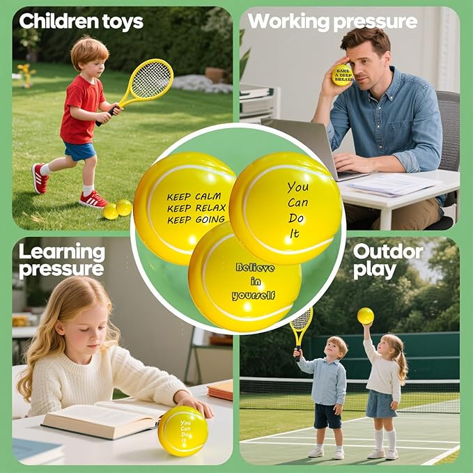 10/50/100 PCS Custom Stress Balls with Logo Text Personalized Stress Balls Bulk for Adults Relief Encouraging for Office,School,Events (Tennis Stress Ball)