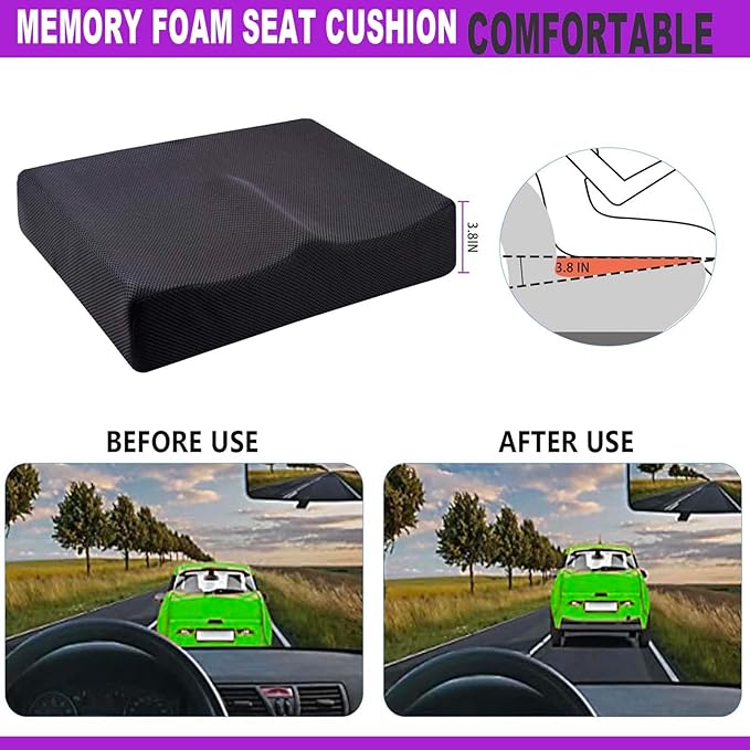 Yuwe Extra Large Seat Cushion - Memory Foam Seat Cushion, Office Chair Cushion, Ergonomic Chair, Car Seat Cushion Sciatica & Tailbone Pain Relief Cushion