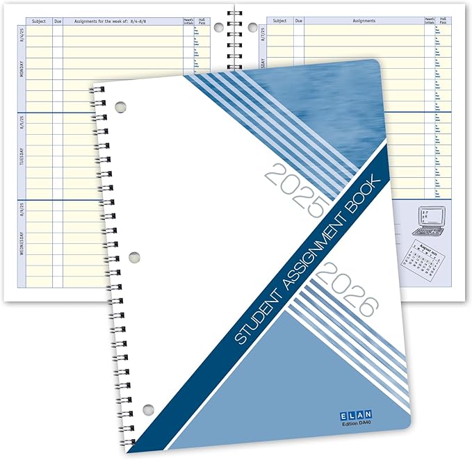 Elan Publishing Company Dated Student Planner: for Middle or High School August - June Dated for 2025-2026 Academic Year (Blue)