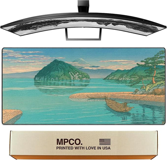 MPCO. Ukiyo-E Large Gaming Desk Pad - 36" x 17" Aeroglyde Fabric Izuno Mitsu Desk Mats - Washable, Smooth Glide for Precision Gaming & Work