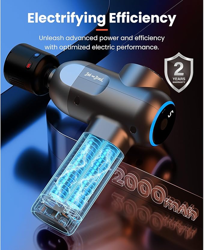 BOB AND BRAD C2 Pro Massage Gun with Heat and Cold Therapy, Mini Massager Gun Deep Tissue, Heated Professional Electric Back Massager for Athletes, Handheld Massager