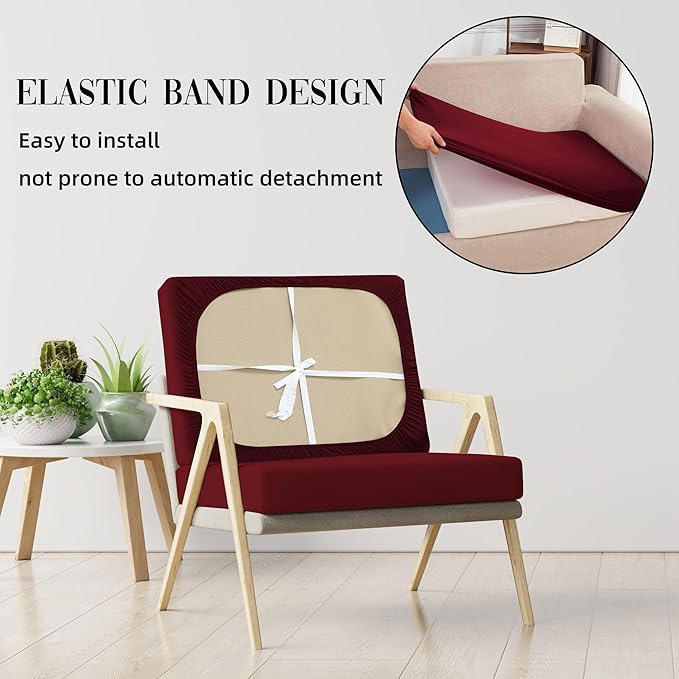 14Pcs Patio Cushion Covers Waterproof, Cushion Covers, Stretch Couch Covers, Patio Couch Slipcovers, Patio Cushion Covers Replacement, Outdoor Chair Cushion Covers (Wine red)