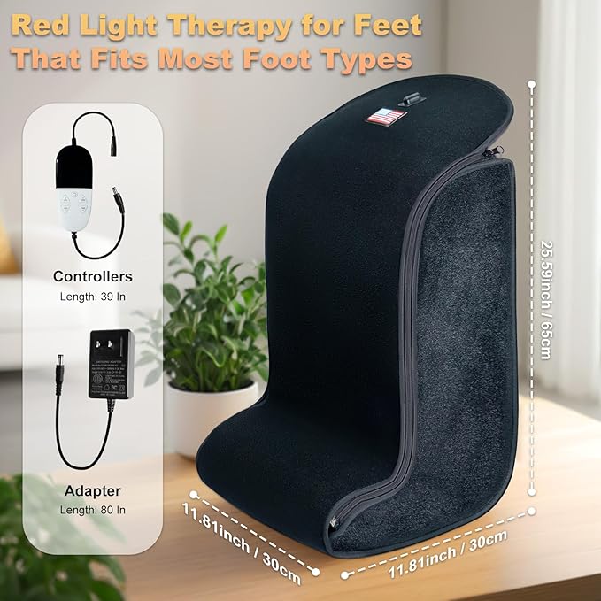 Red-Light-Therapy-for-Feet,2025 Upgraded 4 Modes for Legs Ankle,Infrared Light Therapy Consisting of 420 Dual Wavelength LED,Adjustable Power and Time Controller(14.8 * 12 * 18.2IN)