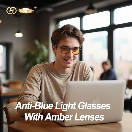 Goiteia Orange Blue Light Blocking Glasses-Retro 70s Blue Light Glasses for Men Women, Easier Sleep and Migraine Relief