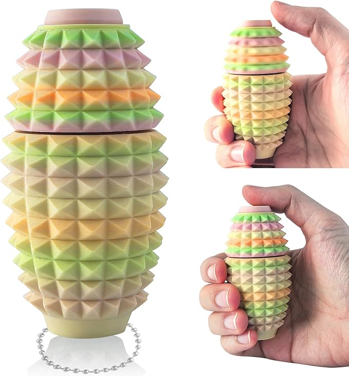 Little Ouchies Spiky Fidget Keychain, Pain Stim Sensory Toy for Adults | 3-in-1 Spinner, Clicker & Roller, Ergonomic Palm Grip, Stress & Anxiety Relief, Ideal for Friends & Family