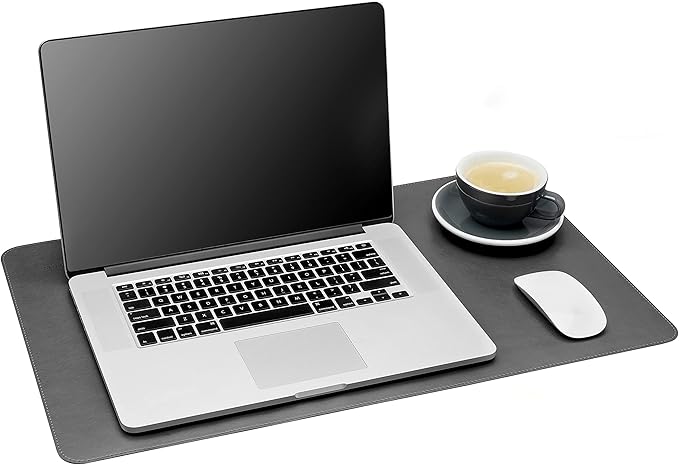Gallaway Leather Desk Pad – 25 x 17 inch - Desk Mat Home Office Desk Accessories Desktop Protector XXL Mouse Pad Writing Desk Blotter - Grey - Medium