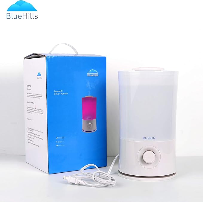 BlueHills Premium 2000 ML XL Large Essential Oil Diffuser Aromatherapy Humidifier for Large Room Home 40 Hour Run Huge Coverage Area 2 Liter Extra Large Capacity Huge Diffuser High Mist White E001
