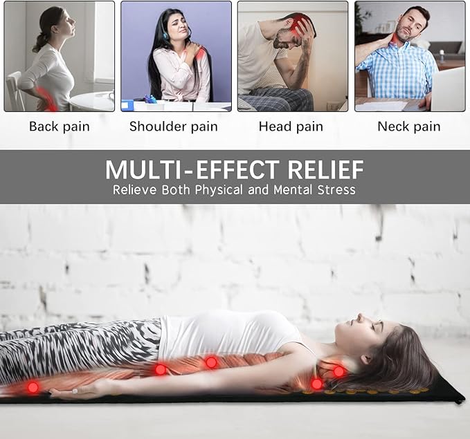 Extra Long Yoga Acupressure Mat Set,Massage Acupuncture Mat Large,Magnetic Mat Acupressure Body mat and Pillow for Neck Back Pain Relief(Gold)