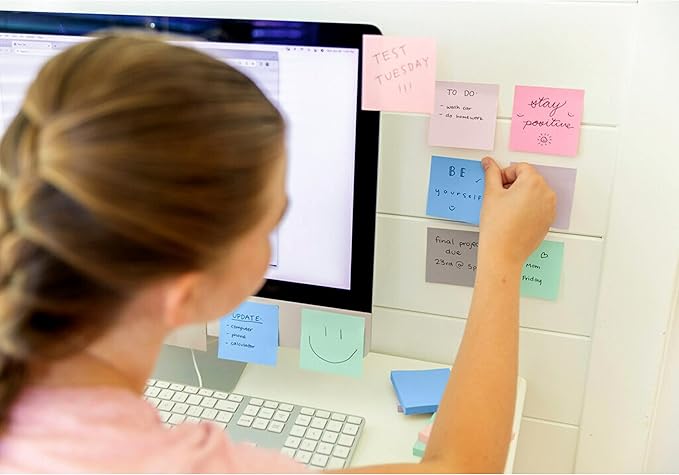 Post-it Super Sticky Recycled Notes, 3x3 in, 6 Pads, 2X The Sticking Power, Bali Collection, Pastel Colors (Lavender, Apricot, Blue, Pink, Mint), 30% Recycled Paper (654-6SSNRP)