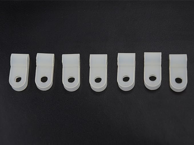 XINGYHENG 200pcs White Nylon R-Type Cable Clamps Fastener for 1/8 Inch (3.2mm) Dia Wire Tube (Plastic Wire Cord Clip Fixer)