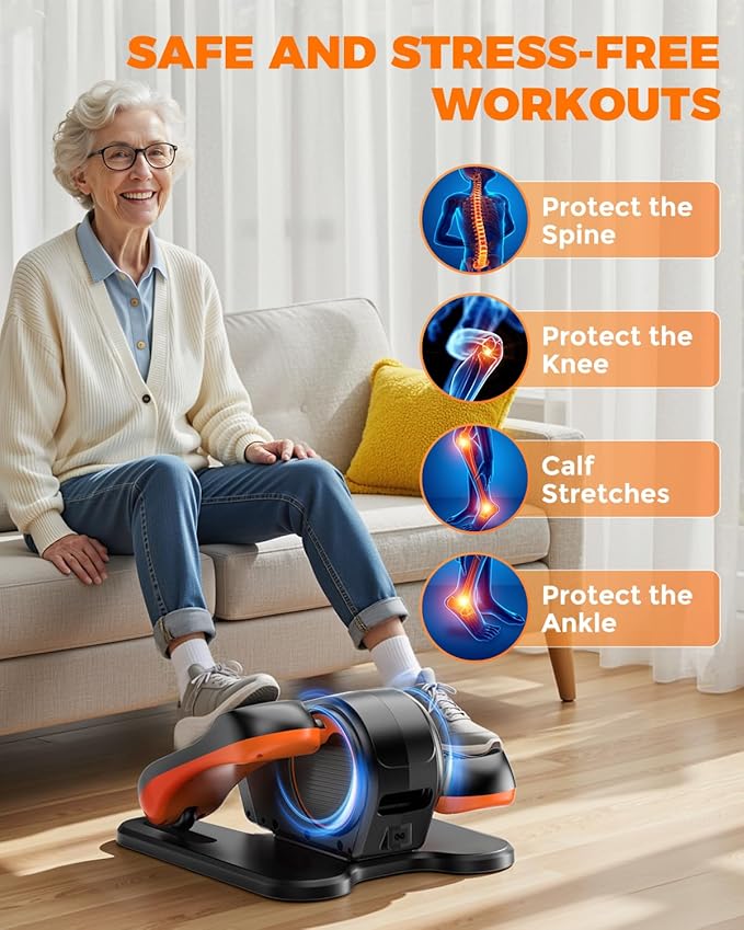 Under Desk Elliptical Machine, Ellipse Leg Exerciser as Seen on TV, LCD Display & 12 Adjustable Speed Ellipse Fit, Portable & Quiet Foot Pedal Exercise Machine, Mini Eclipse Leg Exerciser for Seniors