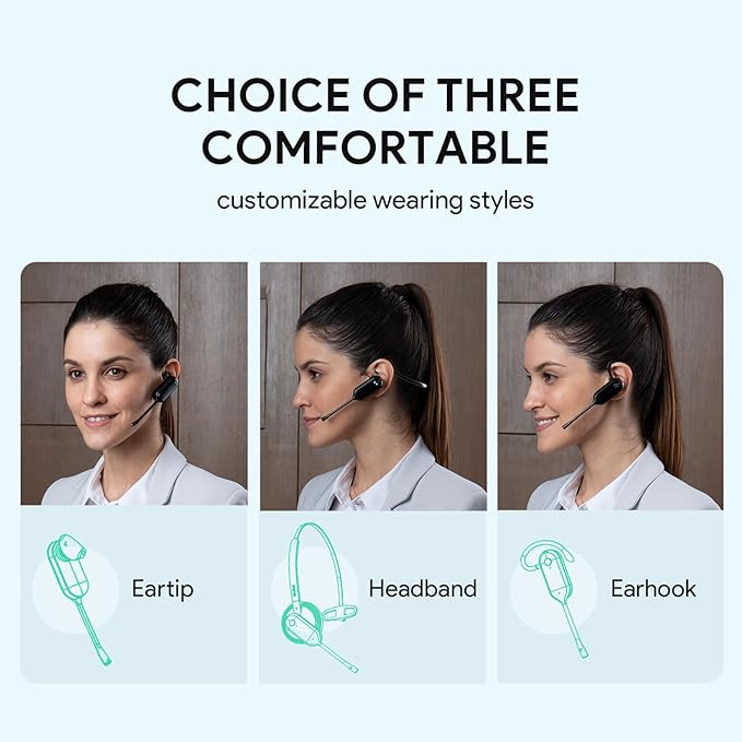 Yealink DECT Wireless Headset WH63,Mono Single Ear Office Headset with Noise Canceling Mic,Work for Computer, Desk Phones,Work with Zoom,RingCentral,Avaya, Teams Certified